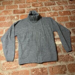 Vintage Turtleneck Sweater House Full Zip Sweater Charcoal Mens M Made In USA